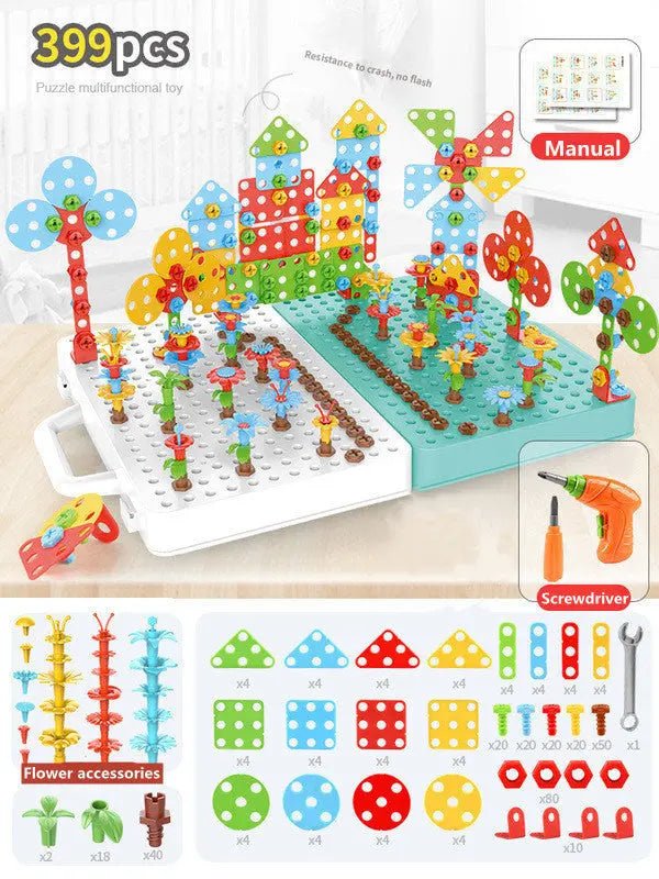 STEM Drill and Build Toy Kit – Electric Screwdriver + Toolbox (188–316 Pieces)