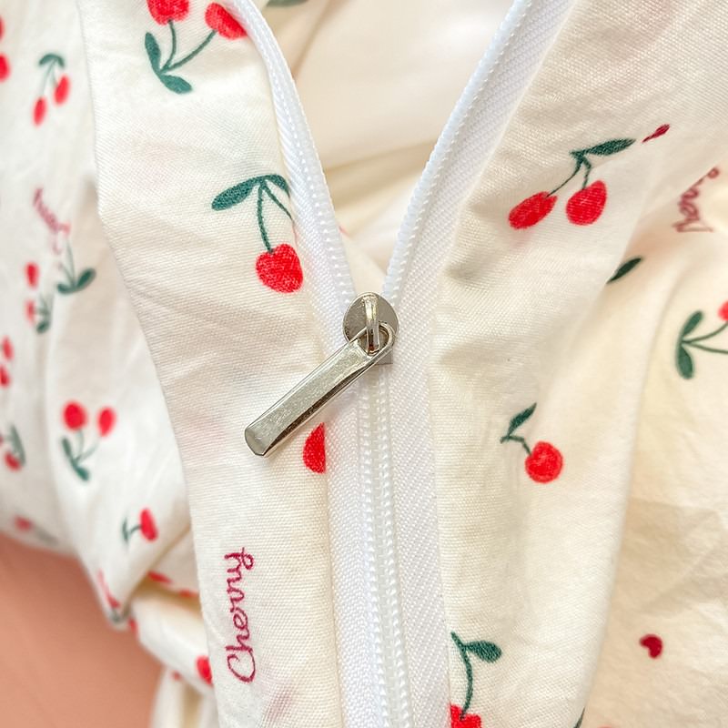 Mojoyce-Spring Summer Bedding Set Stitched Edge Red Cherries Bedding Set