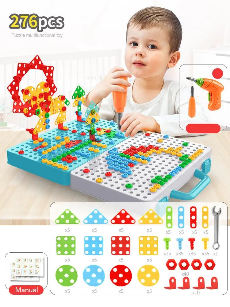 STEM Drill and Build Toy Kit – Electric Screwdriver + Toolbox (188–316 Pieces)
