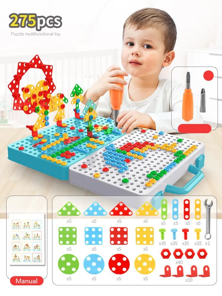 STEM Drill and Build Toy Kit – Electric Screwdriver + Toolbox (188–316 Pieces)