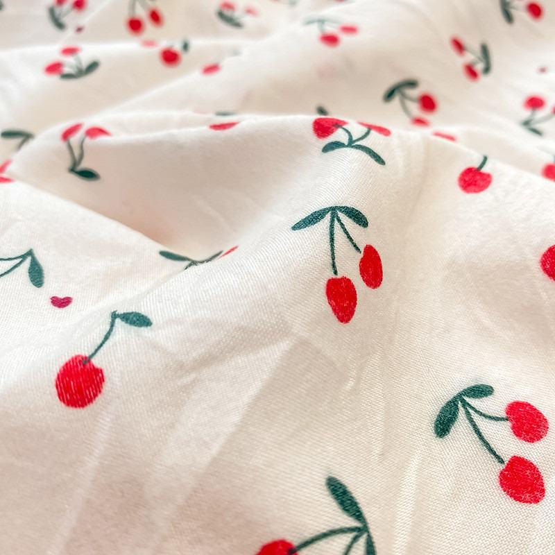 Mojoyce-Spring Summer Bedding Set Stitched Edge Red Cherries Bedding Set