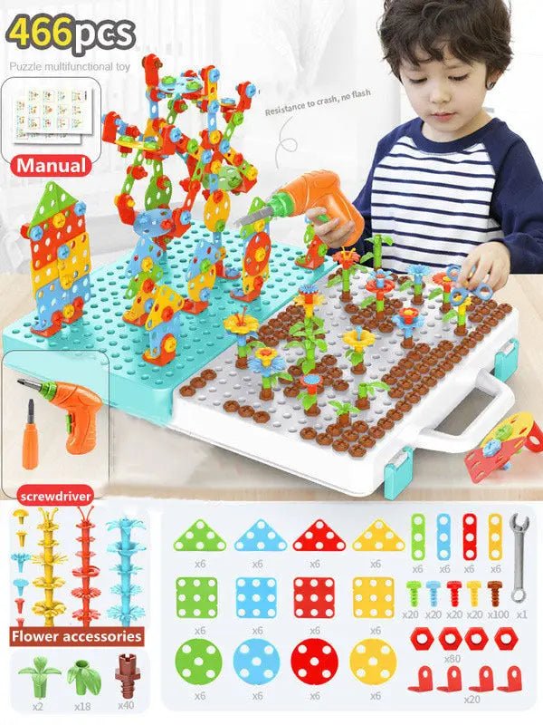 STEM Drill and Build Toy Kit – Electric Screwdriver + Toolbox (188–316 Pieces)