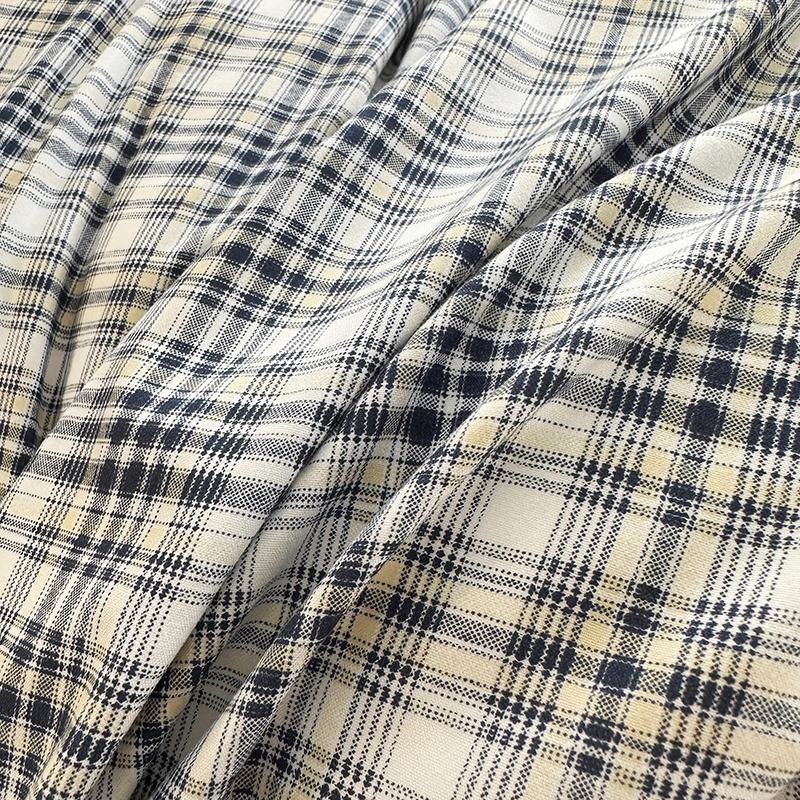 Mojoyce-Spring Summer Bedding Set Vintage Blue Plaid Bedding Set