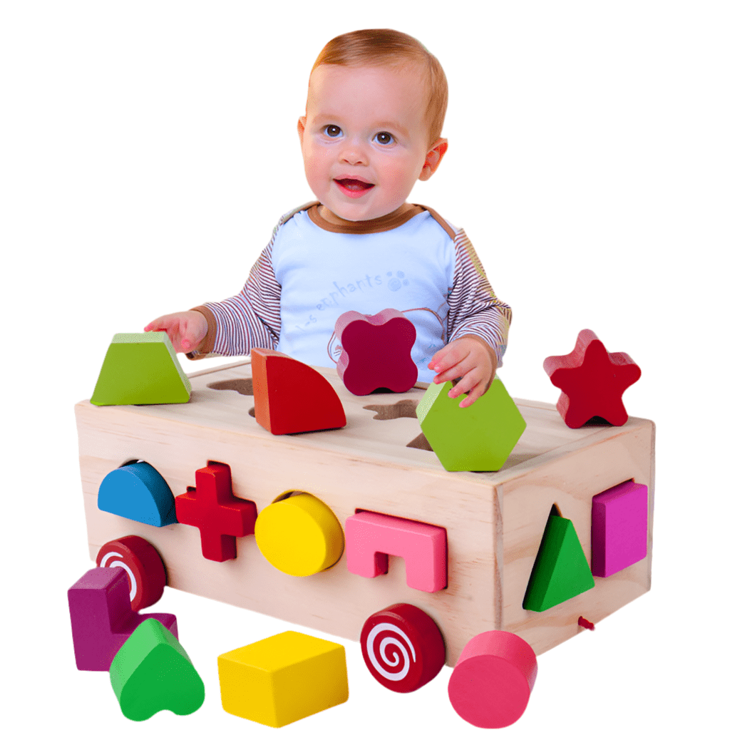 Pull & Sort Shape Bus — Wooden Sorting + Stacking Toy