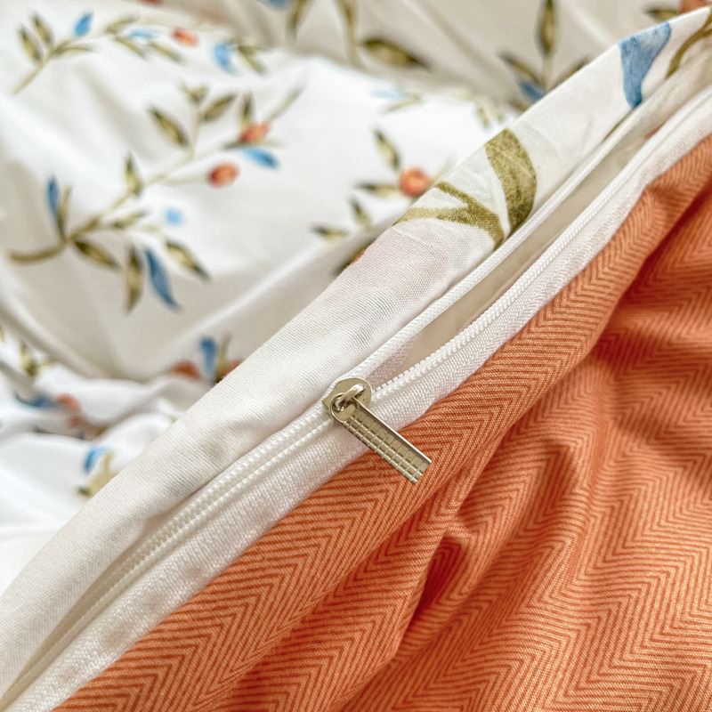 Mojoyce-Spring Summer Bedding Set Vintage Red Berries Print Bedding Set