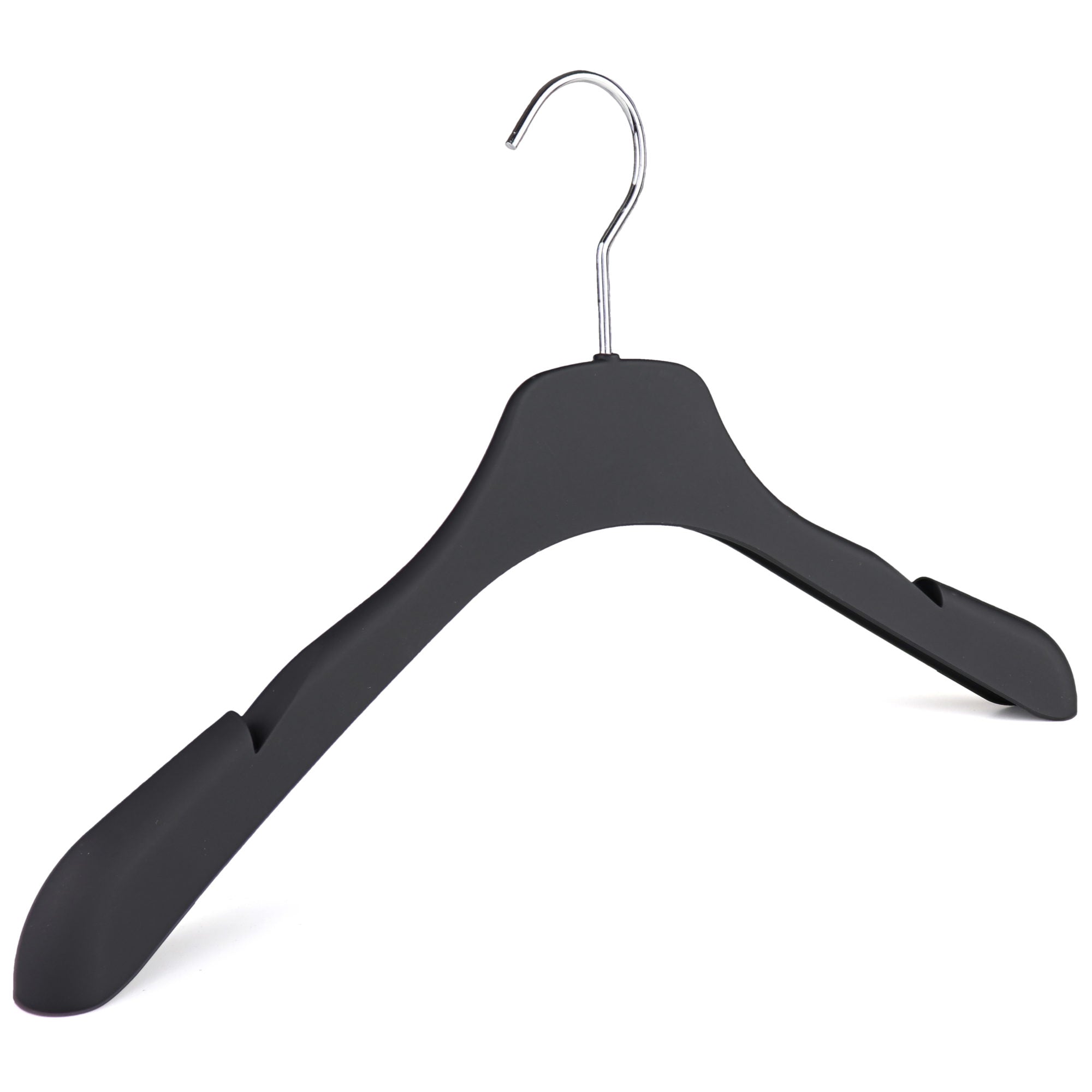Black Soft-Touch Jacket Hanger with Notches. 42cm