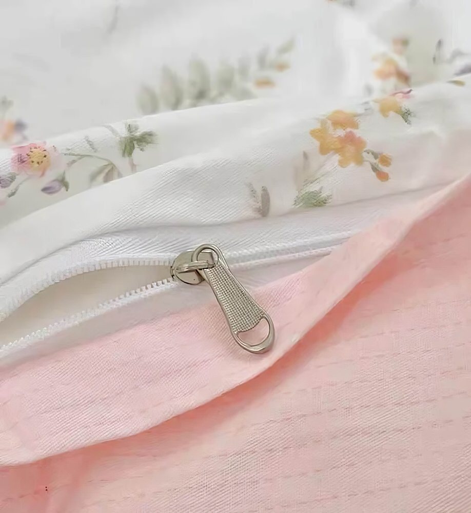 Mojoyce-Spring Summer Bedding Set Pale Pink Floral Print Bedding Set