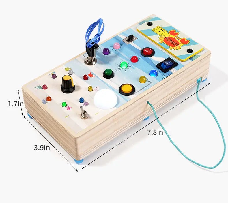 Drive & Learn™ – Wooden Steering Wheel Busy Board with Lights