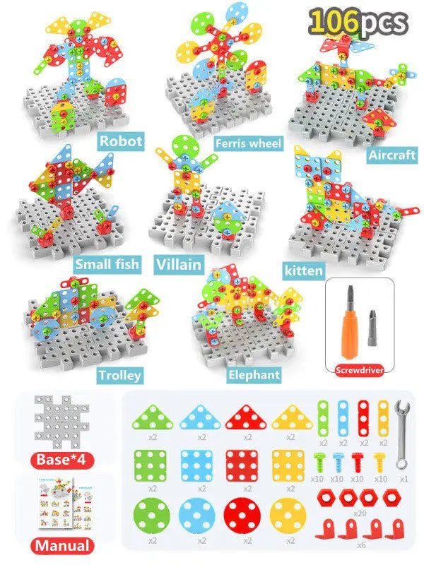 STEM Drill and Build Toy Kit – Electric Screwdriver + Toolbox (188–316 Pieces)