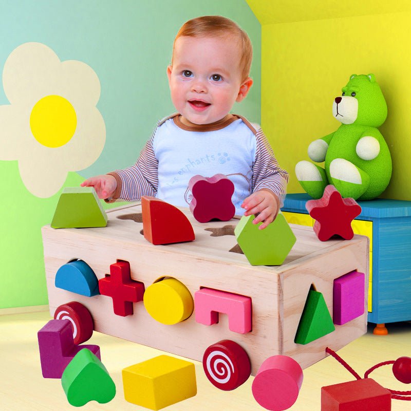 Pull & Sort Shape Bus — Wooden Sorting + Stacking Toy