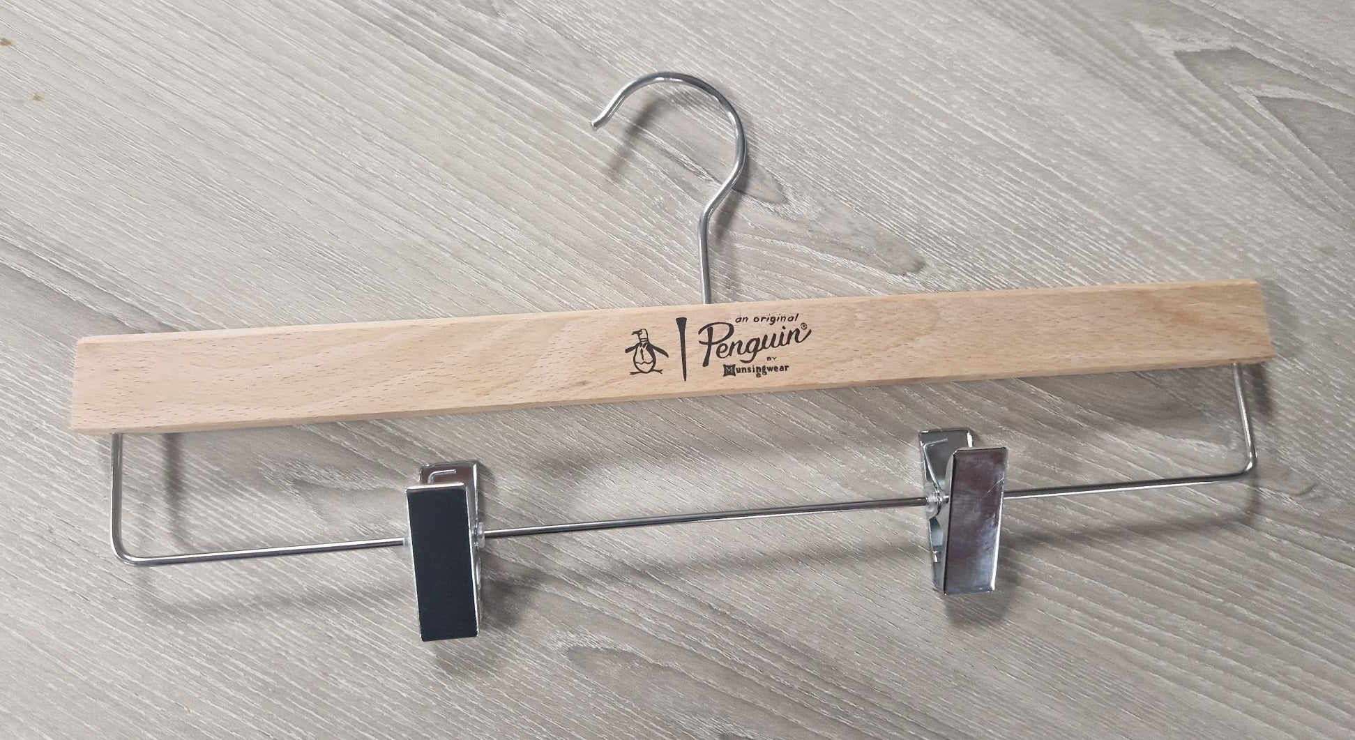 Wooden Natural Clip Branded Penguin 35cm