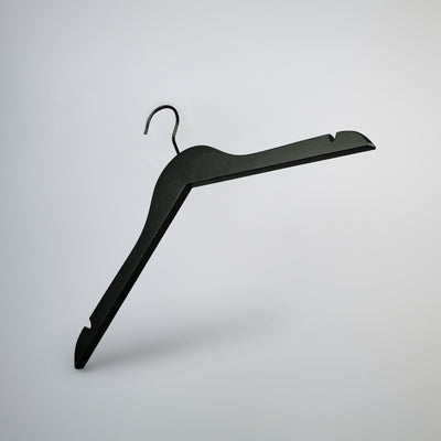 Black Wooden Top Clothes Hanger with Notch 44cm