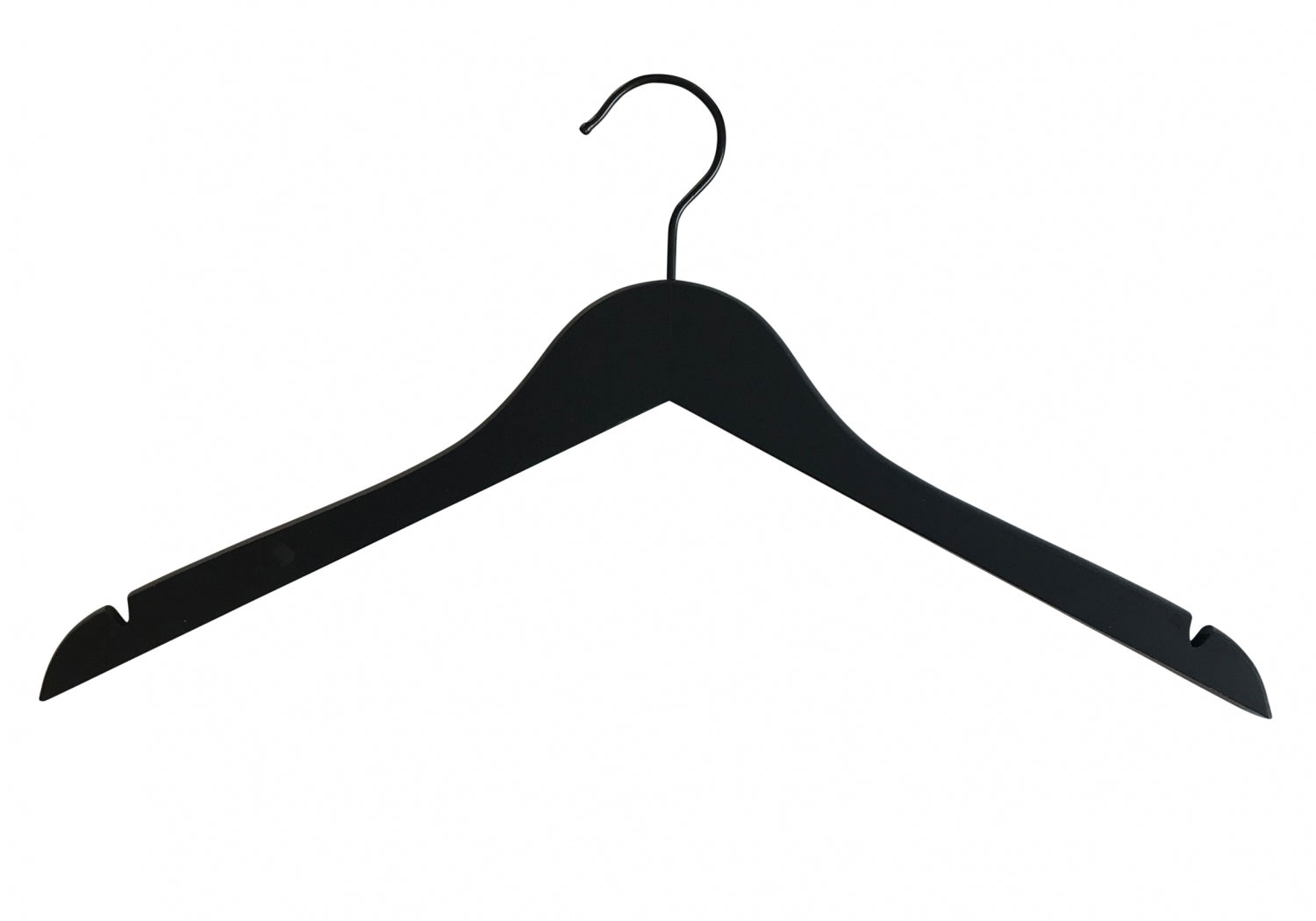 Black Wooden Top Clothes Hanger with Notch 38cm
