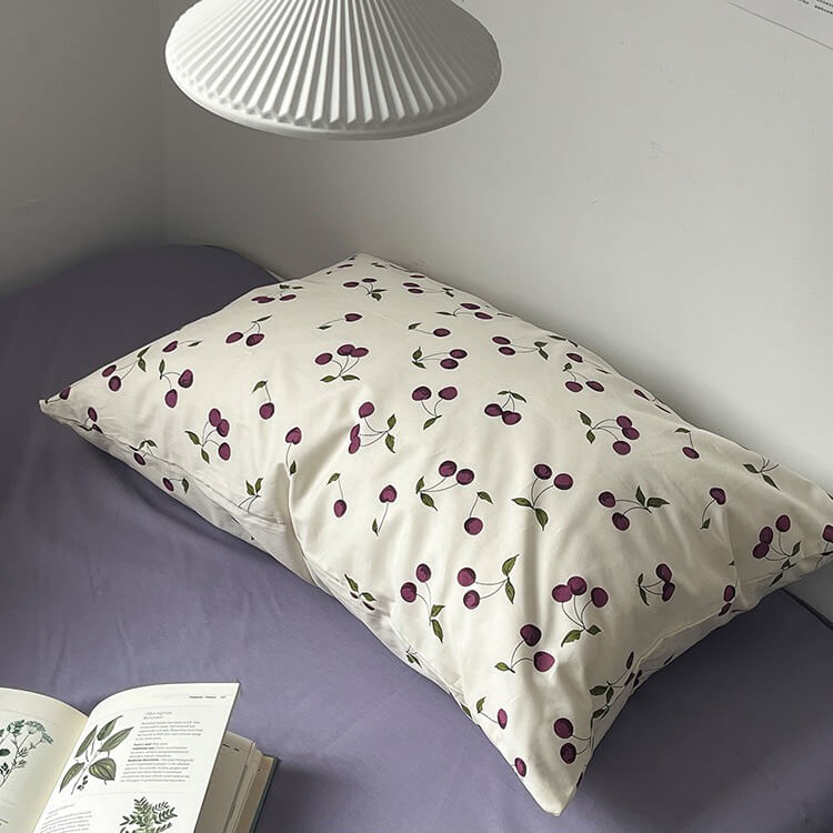 Mojoyce-Spring Summer Bedding Set Purple Cherries Bedding Set