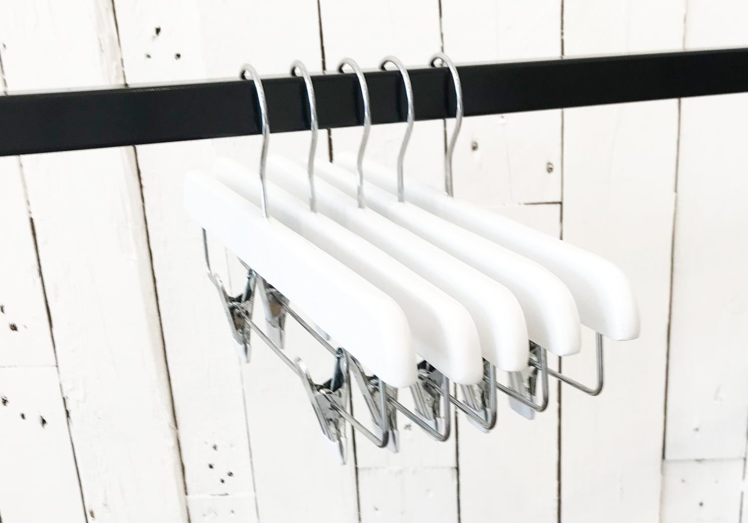 White Gloss Wooden Clip Bottom Hanger 35cm