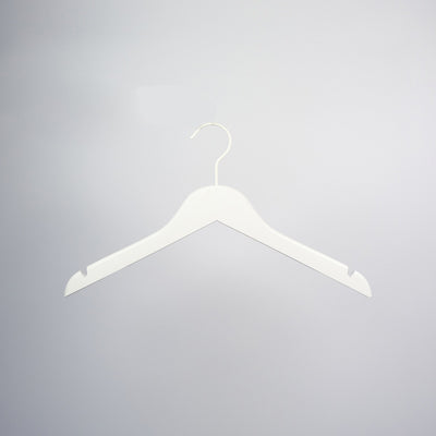 White Wooden Clothes Hanger without Notch 38cm