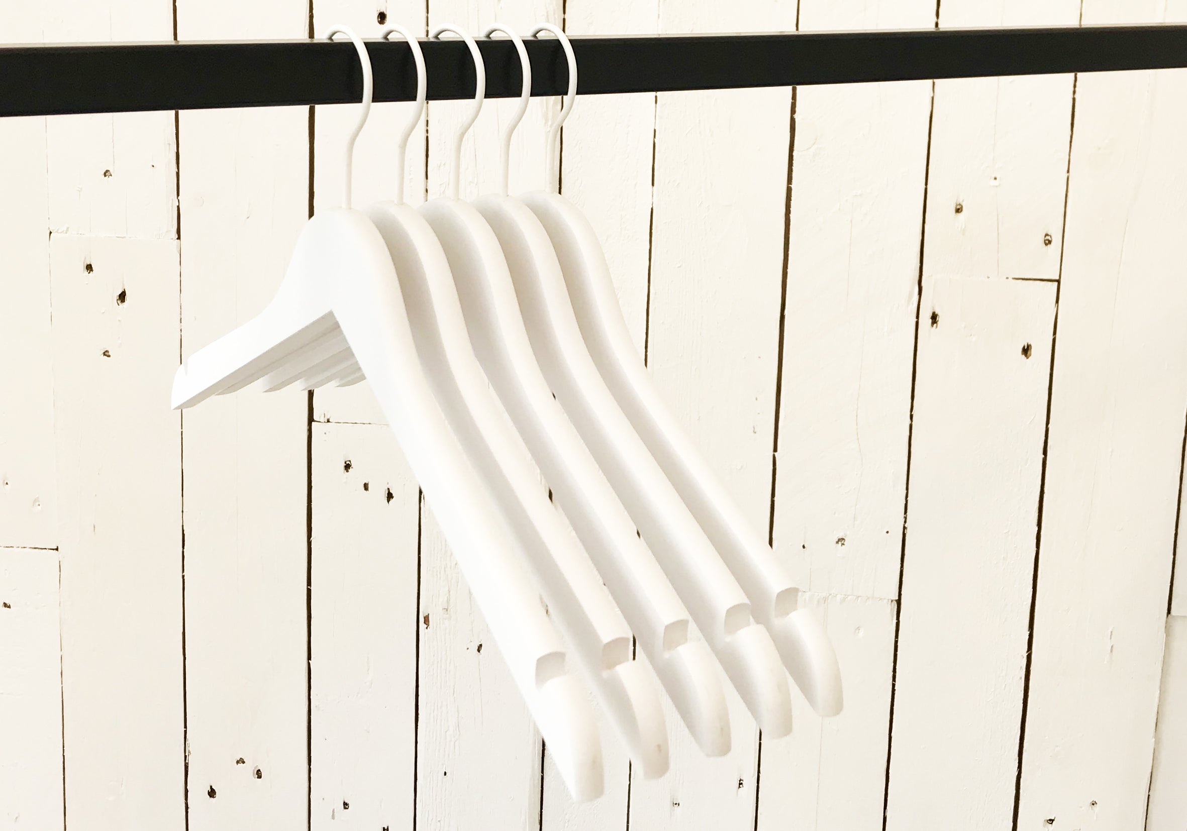 White Wooden Clothes Hanger without Notch 38cm
