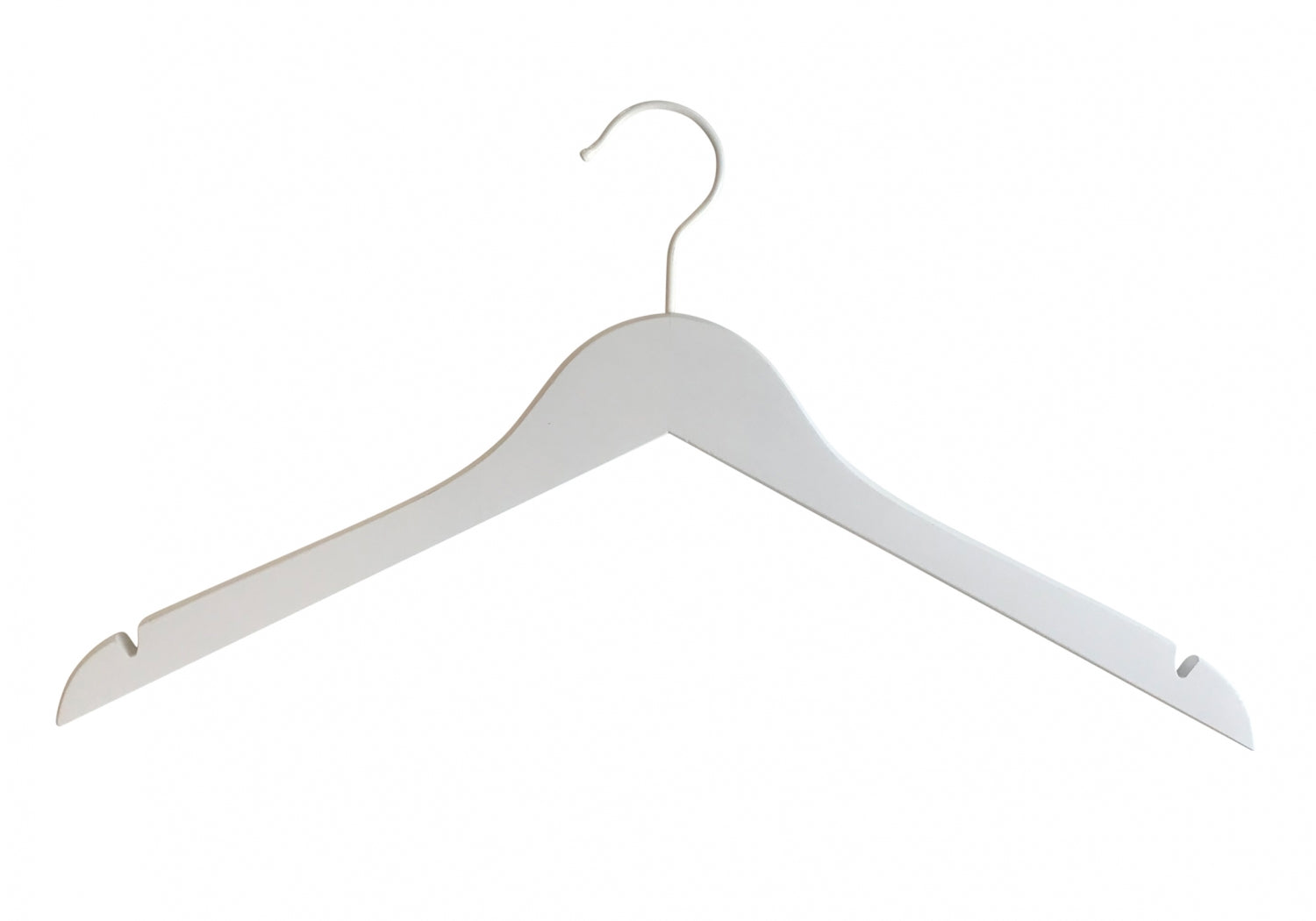 White Wooden Clothes Hanger without Notch 38cm