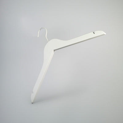 White Wooden Clothes Hanger without Notch 38cm